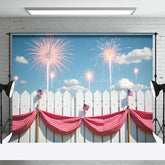 Lofaris 4th Of July White Fence Celebration Holiday Backdrop